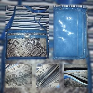 BRIGHTON SNAKE SKIN AND BABY BLUE PURSE